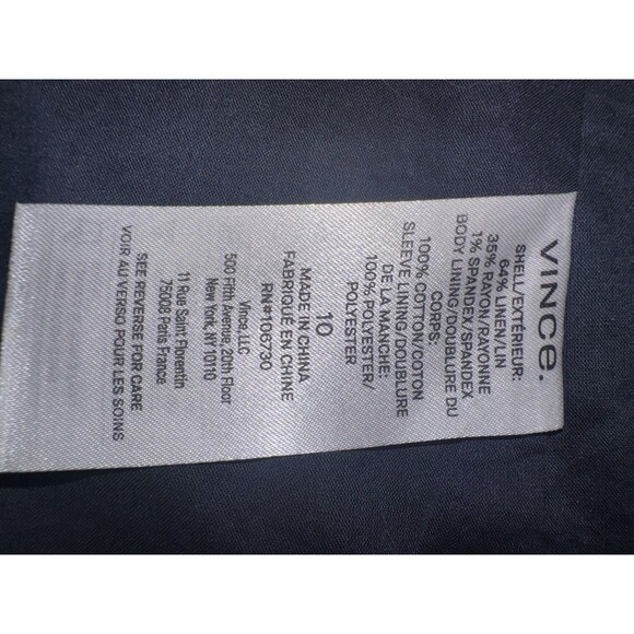 Vince Black Linen Blend Blazer One Button Surgeon Cuff Pockets Women Size 10 EUC - Picture 12 of 13